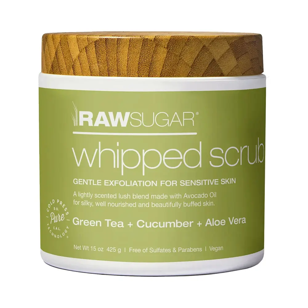 Raw Sugar Whipped Scrub For Sensitive Skin Green Tea + Cucumber + Aloe Vera