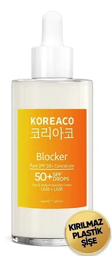 Koreaco Blocker 100% Pure SPF 50+ Water Resistant High UVB+UVA Protection 50ml Sun Serum