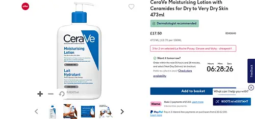 CeraVe Moisturising Lotion Normal To Very Dry Skin UK