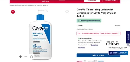 CeraVe Daily Moisturizing Lotion Normal To Dry Skin UK