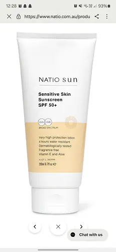 Natio Natio Sensitive Skin Sunscreen SPF50+