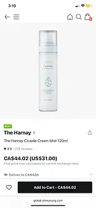 The Harnay The Harnay Cicaide Cream Mist 120ml