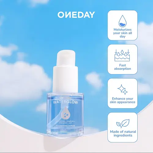 Oneday Waterglow Hyaluronic Complex + Ceramide + Oat Hydrating Probiotic Serum