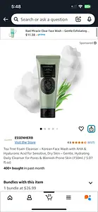 Essenherb Tea Tree Foam Cleanser – Korean Face Wash with AHA & Hyaluronic Acid for Sensitive, Dry Skin – Gentle, Hydrating Daily Cleanser for Pores & Blemish-Prone Skin (150ml / 5.07 fl.oz)