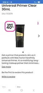 Max Factor X Facefinity Universal Primer Clear