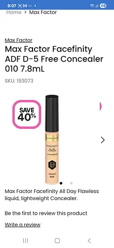 Max Factor X Facefinity ADF D-5 Free Concealer