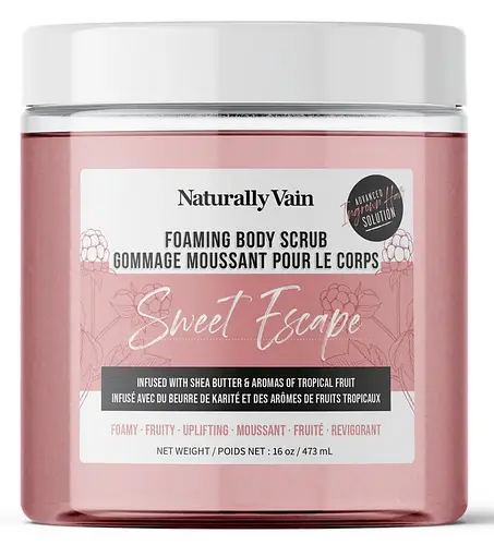 Naturally Vain Sweet Escape: Nourishing Foaming Body Scrub for Dry + Dull Skin