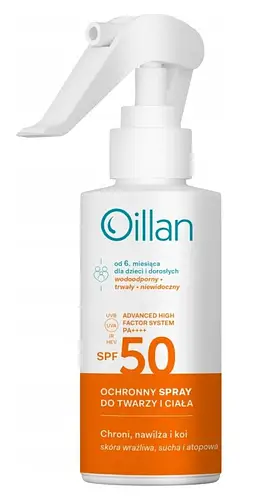 Oillan Protective face and body spray - SPF50+ Waterproof