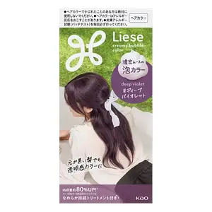 Kao Liese Creamy Bubble Hair Color For Black Hair Deep Violet