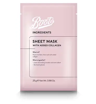 Boots Ingredients Sheet Mask With Added Collagen