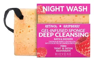 Biovène Barcelona Night Wash Deep Cleansing Retinol & Raspberry Gel-Infused Sponge