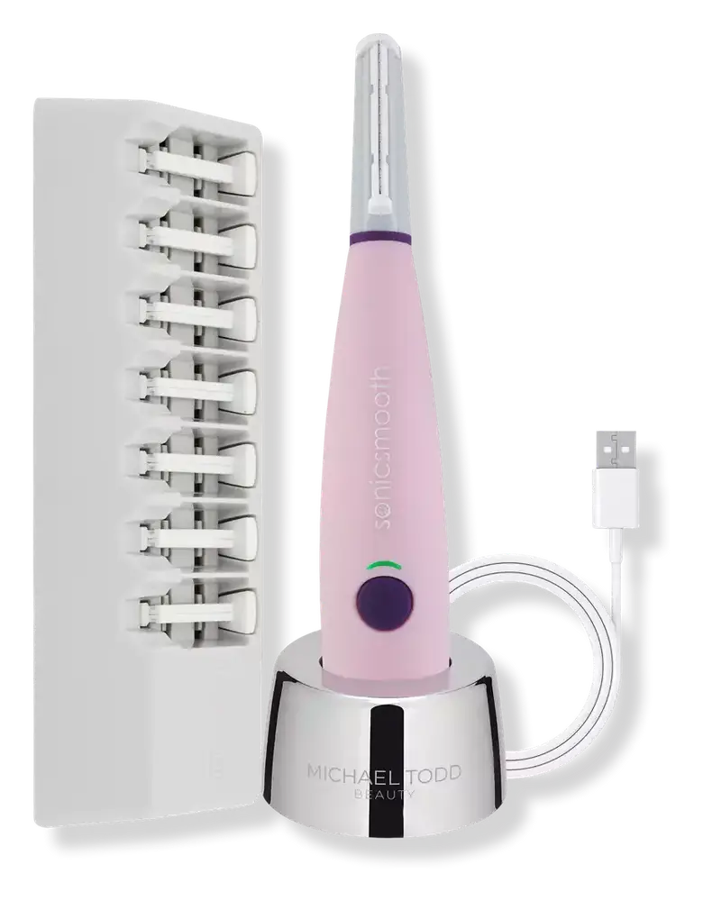 Michael Todd Beauty Sonicsmooth Sonic Dermaplaning Exfoliation & Peach Fuzz Removal System Pink