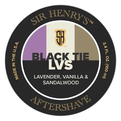 Sir Henry's Aftershave Splash Black Tie LVS Lavender, Vanilla, & Sandalwood