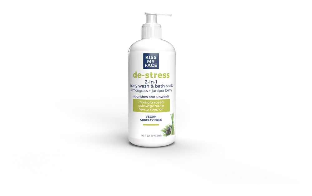 Kiss My Face De-Stress 2-In-1 Body Wash & Bath Soak Lemongrass + Juniper Berry