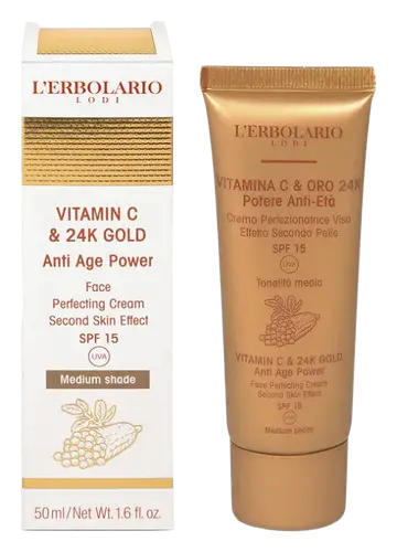 L'Erbolario Vitamin C & 24K Gold Anti-Age Power Face Perfecting Cream SPF 15 Medium