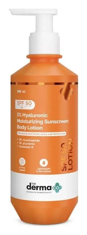 The Derma Co 1% Hyaluronic Moisturizing Sunscreen Body Lotion SPF 50