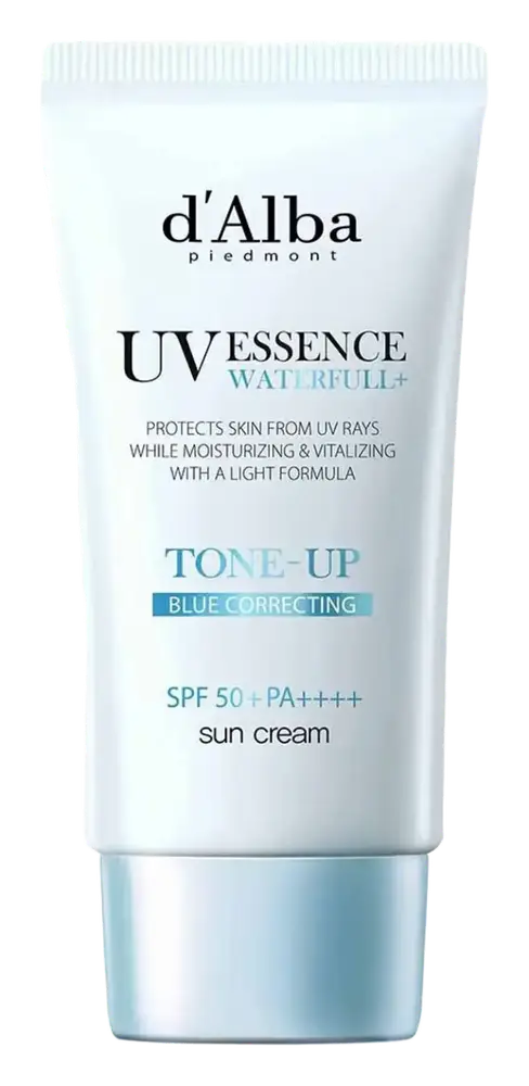 D'Alba UV Essence Waterfull+ Tone-Up Blue Correcting Sun Cream SPF 50+ PA++++