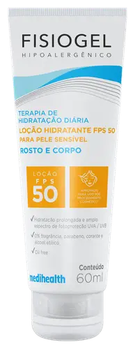 Fisiogel Terapia De Hidratação Diária Loção Hidratante FPS 50 Para Pele Sensível