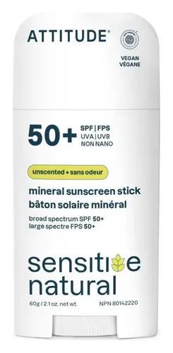 ATTITUDE Sensitive Natural Mineral Sunscreen Stick SPF 50+