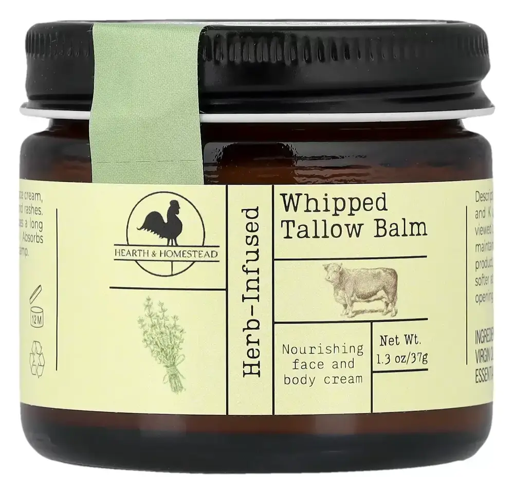 Hearth & Homestead Whipped Tallow Balm Herb-Infused (Unscented)