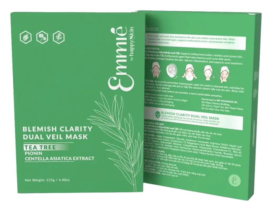 Emmié By Happy Skin Tea Tree Blemish Clarity Dual Veil Mask