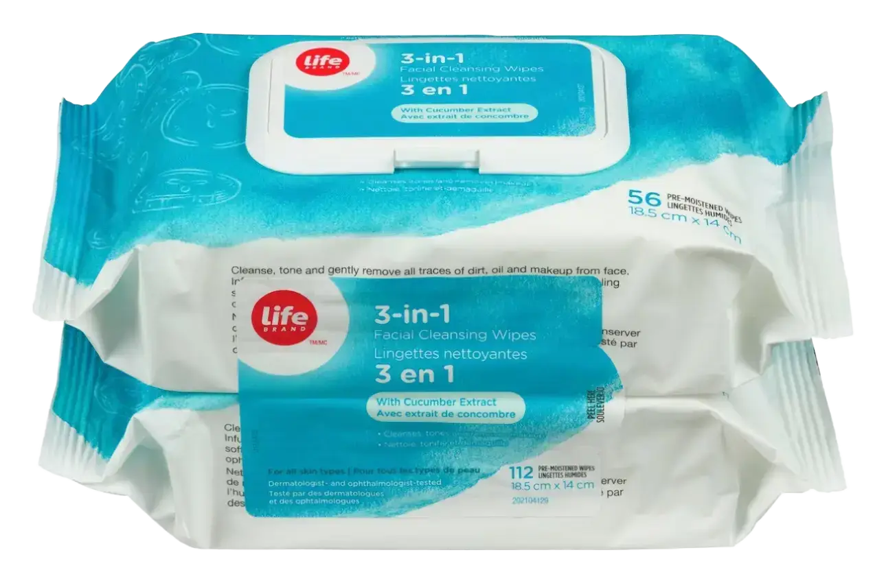 Life 3-In-1 Facial Cleansing Wipes
