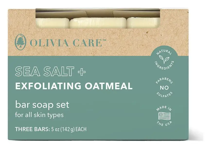 Olivia Care Sea Salt + Exfoliating Oatmeal Bar Soap
