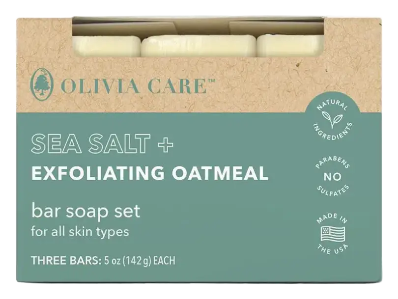 Olivia Care Sea Salt + Exfoliating Oatmeal Bar Soap