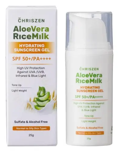 Chriszen Aloe Vera Rice Milk Hydrating Sunscreen Gel  SPF 50+ PA++++