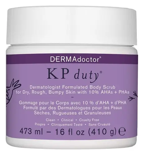 DERMAdoctor KP Duty Body Scrub Exfoliant for Keratosis Pilaris & Dry, Rough, Bumpy Skin with 10% AHAs + PHAs
