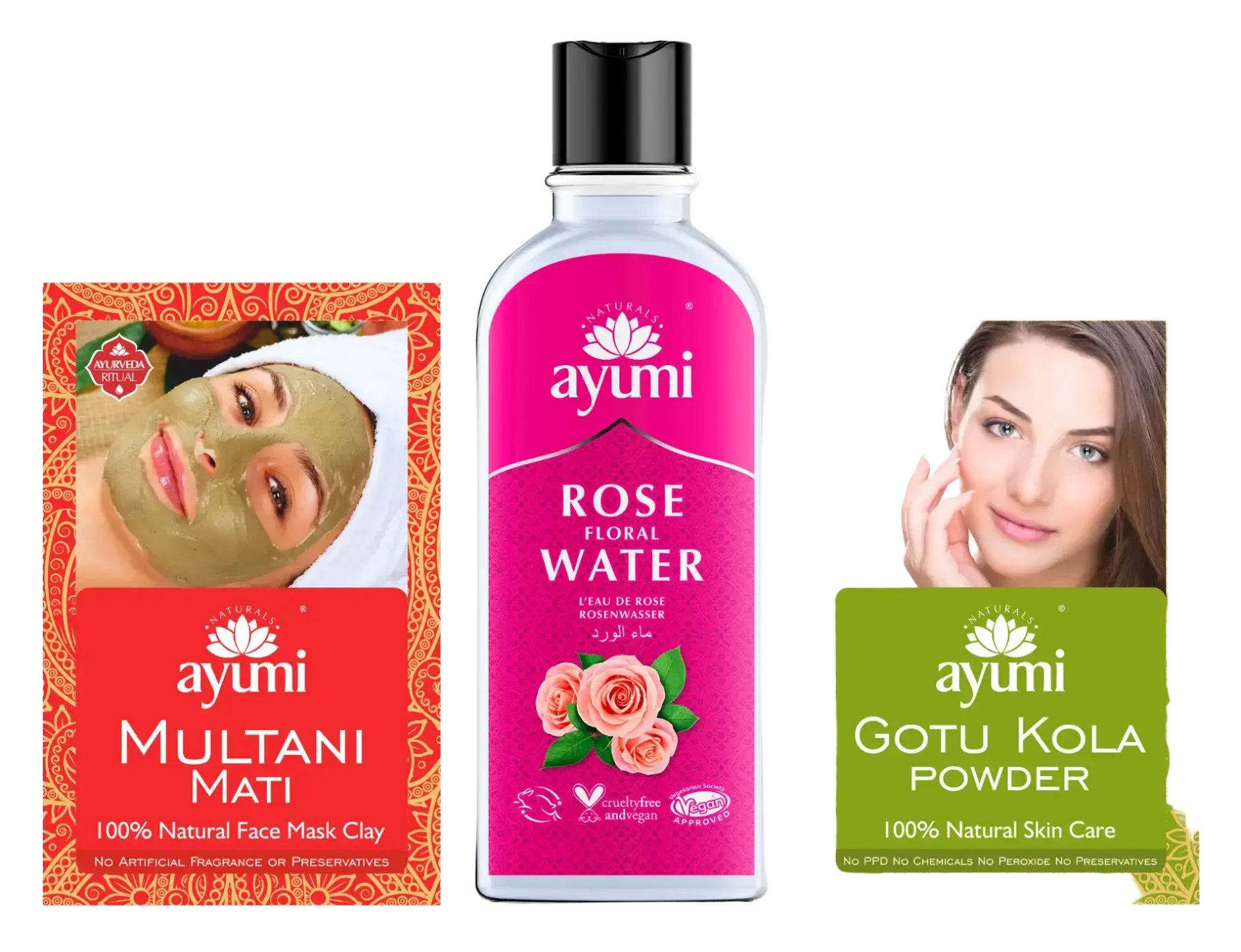 Ayumi Hydrating Rose Water + Clay Mask + Centella | DIY TRIO