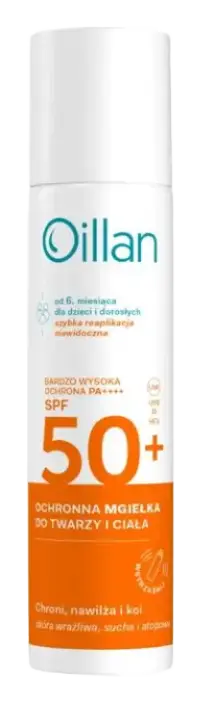Oillan Ochronna Mgiełka Przeciwsłoneczna Z Filtrem SPF50 Do Skóry Wrażliwej