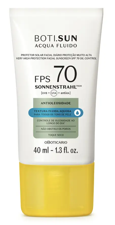 O Boticário Protetor Solar Facial Antioleosidade FPS70 Boti.Sun Acqua Fluido