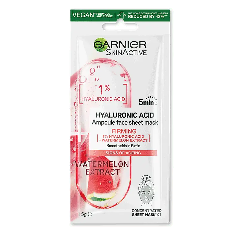 Garnier 1% Hyaluronic Acid + Watermelon Firming Ampoule Sheet Mask