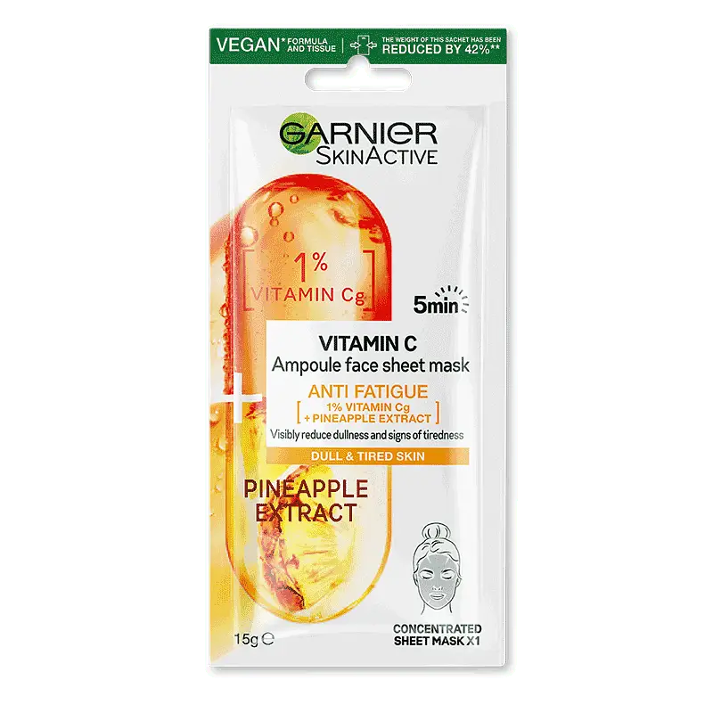 Garnier 1% Vitamin Cg + Pineapple Anti Fatigue Ampoule Sheet Mask