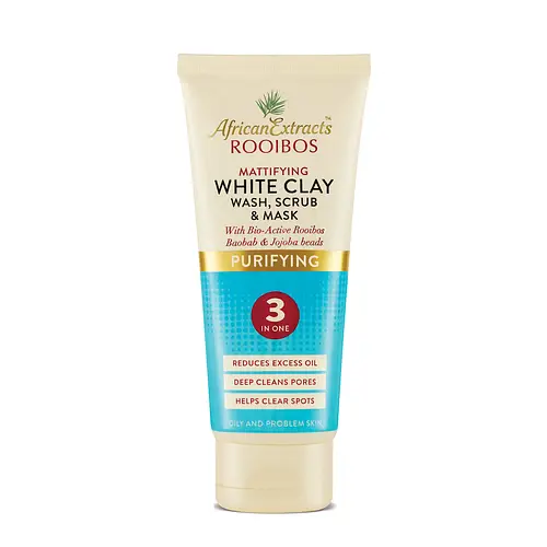 African Extracts Rooibos Skin Care Purifying Mattifying White Clay: Wash, Scrub & Mask
