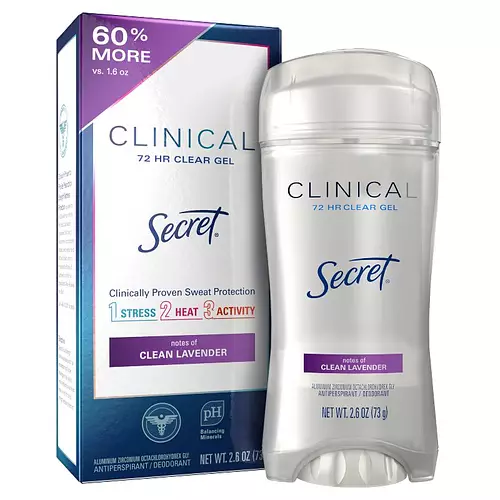 Secret Clinical Strength Clear Gel Antiperspirant Clean Lavender
