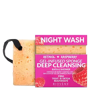 Biovène Barcelona Night Wash Deep Cleansing Retinol & Raspberry Gel-Infused Sponge