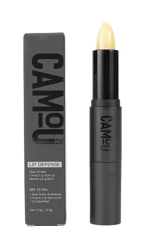 Camou Men's Lip Defense Double-Ended Color Adapt Lip Balm And Moisture Balm With SPF15