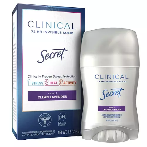 Secret Clinical Strength Invisible Solid Antiperspirant Deodorant Clean Lavender