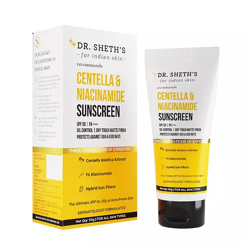 Dr. Sheth's Centella & Niacinamide Sunscreen SPF50