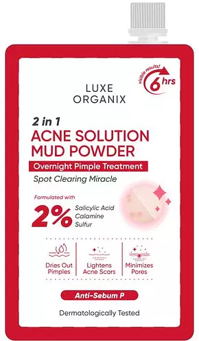 Luxe Organix 2 in 1 Acne Solution Mud Powder Overnight Pimple Treatment