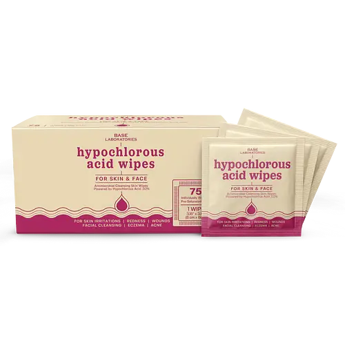Base Laboratories Hypochlorous Acid Wipes For Skin & Face
