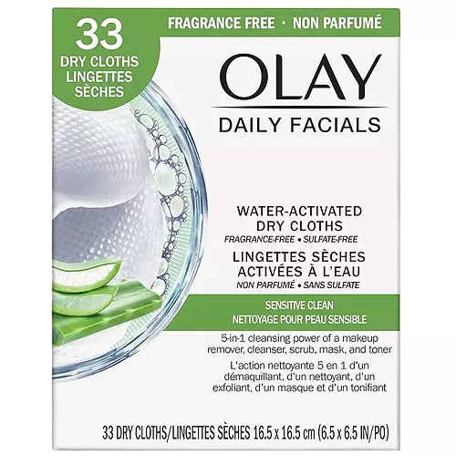 Olay Daily Facials Water-Activated Dry Cloths Sensitive