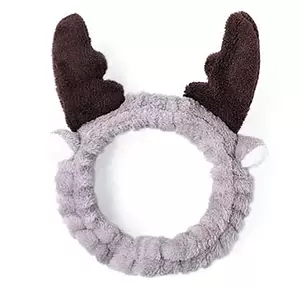 Elancee Animal Face Wash Headband Antlers - Dark Coffee