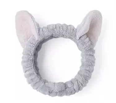 Elancee Animal Face Wash Headband Cat Ears - Grey