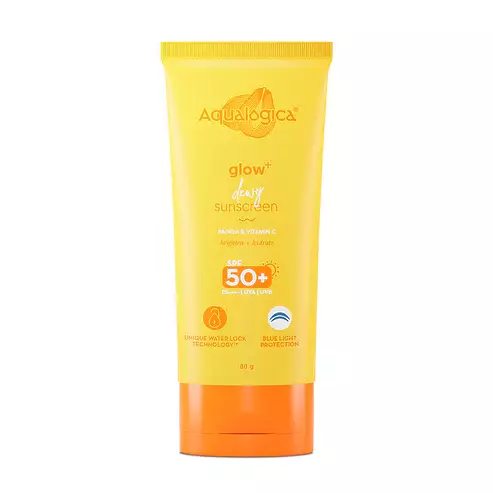 Aqualogica Glow+ Dewy Sunscreen SPF 50+ Detan, niacinamide, vitamin c,