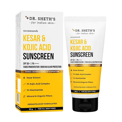 Dr. Sheth's Kesar And Kojic Acid Sunscreen SPF 50+