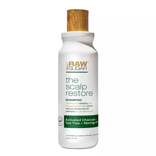 Raw Sugar Shampoo Scalp Restore Activated Charcoal + Tea Tree + Moringa Oil
