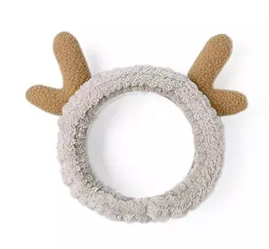 Elancee Animal Face Wash Headband Antlers - Light Coffee